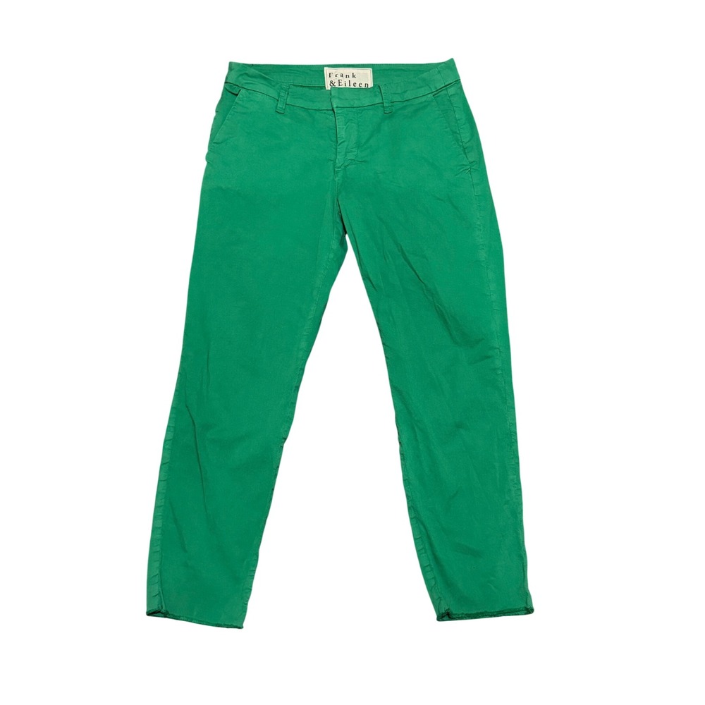 Frank & Eileen Wicklow Italian Cotton Chino Pants Green Size 4 Cropped Raw Hem
